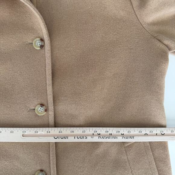 Ralph Lauren Wool Blend Car Coat Womens XL Camel Icon A Line Minimalist Luxury - Picture 15 of 16